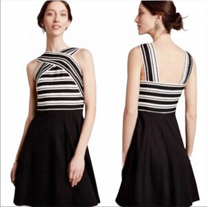 Maeve by Anthropologie size 0 Petite black & white bandage fit and flare dress